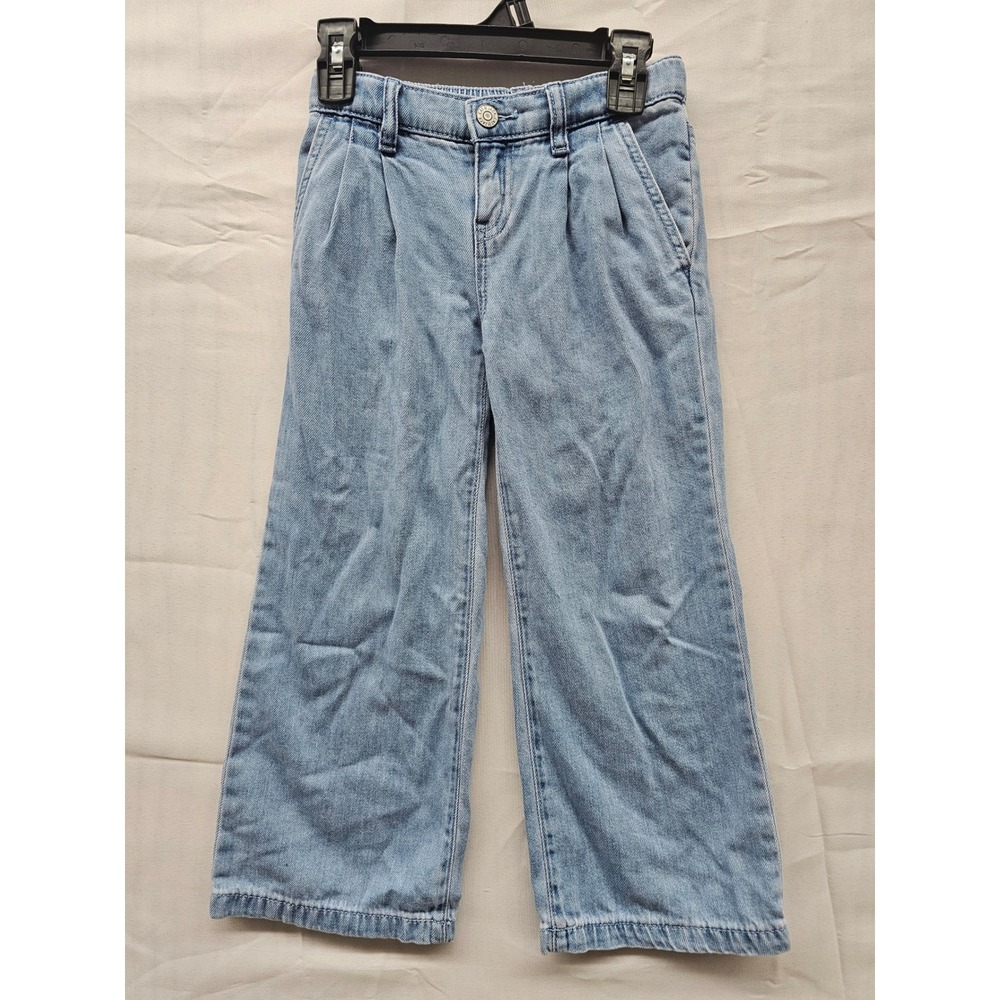 Cat & Jack Girls Wide Leg Jeans Light Wash Denim Kids XS 4/5 205031611